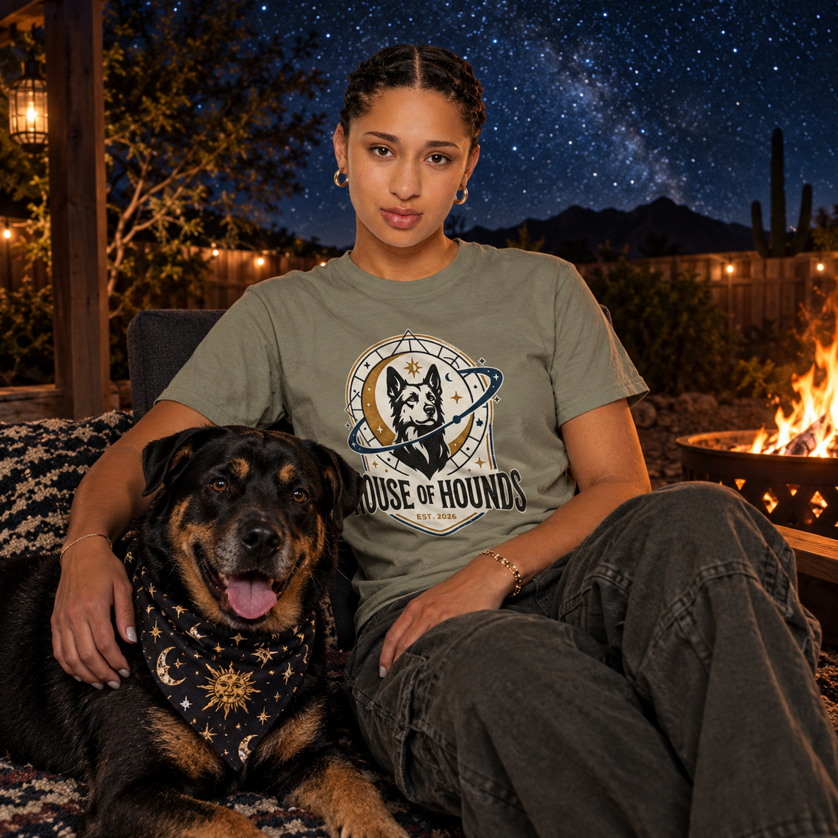 House of Hounds Dog & Crescent Moon Logo Tee | Comfort Colors 1717 Unisex Garment-Dyed T-Shirt