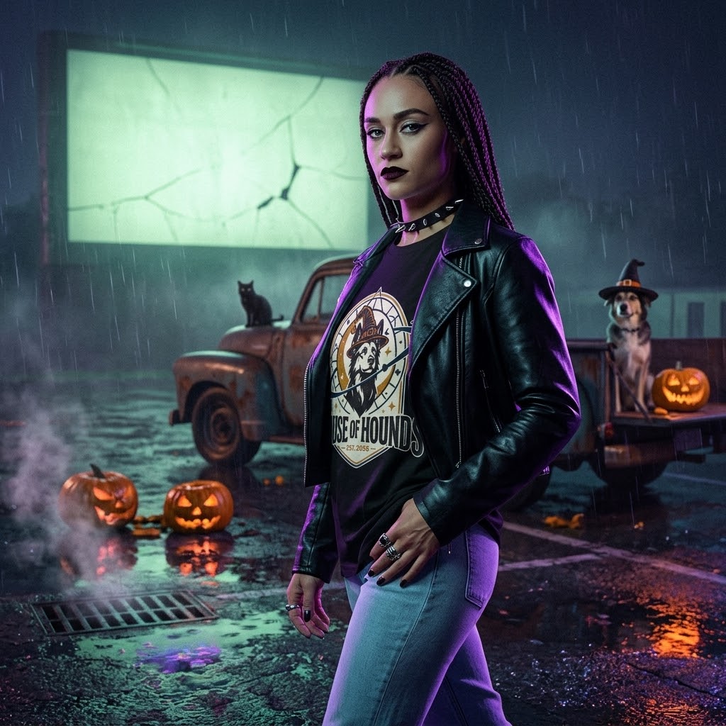 House of Hounds Witch Dog Halloween Logo Tee | Comfort Colors 1717 Unisex Garment-Dyed T-Shirt