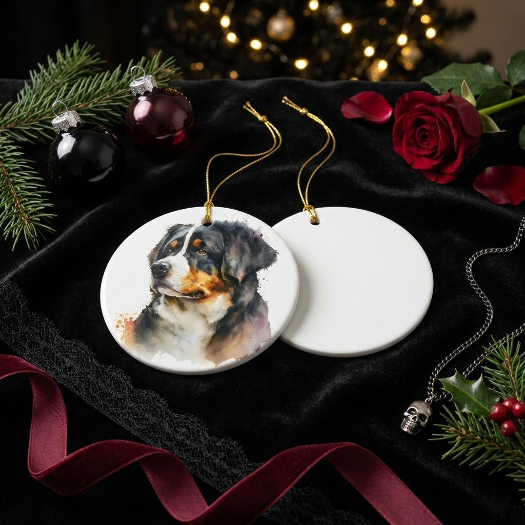Bernese Mountain Dog Christmas Ornament | Ceramic Dog Portrait Holiday Gift - House of Hounds