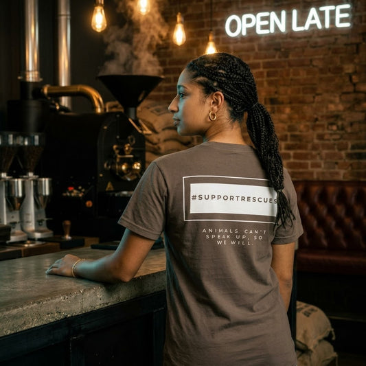 House of Hounds #SupportRescues Tee | Unisex Garment-Dyed Dog Rescue T-Shirt | Espresso