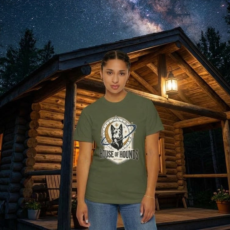 House of Hounds Dog & Crescent Moon Logo Tee | Comfort Colors 1717 Unisex Garment-Dyed T-Shirt